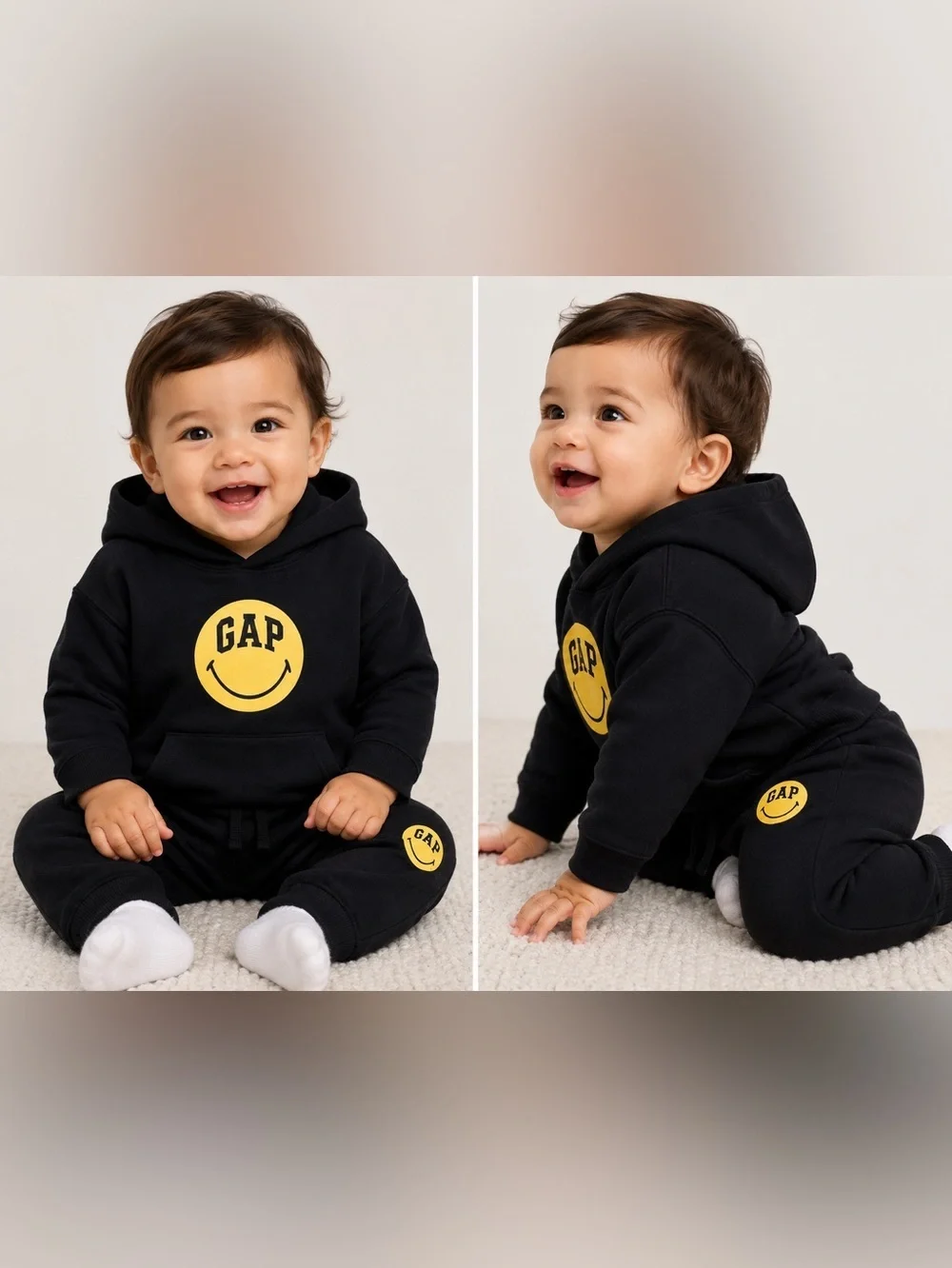 GAP BABY SMILEYWORLD SWEATSUIT - BLACK  SIZE 6-12 MONTHS (NEW WITH TAGS) A13